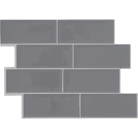 Stickers muraux autocollants 3D 29,3×21,2 cm – Lot de 10 – Pare-éclaboussures pour carrelage de cuisine – Gris (1/5)