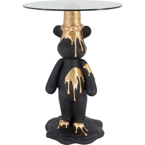 Table d'appoint Ours Polaire Chic - Noir avec détails dorés (1/2)