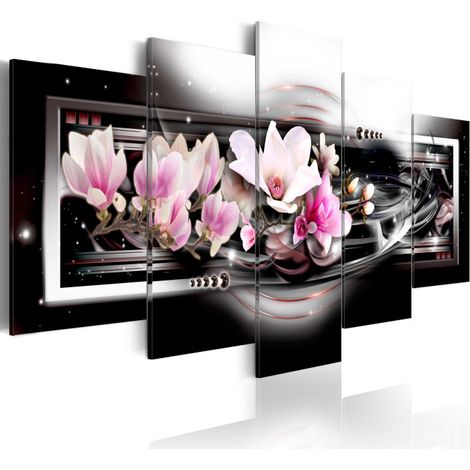 Tableau Imprimé "Magnolias on a Black Background" 50 x 100 cm (1/2)