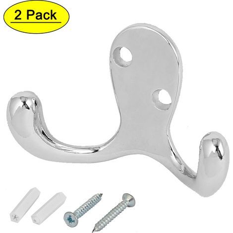 Crochet mural double en alliage de zinc argenté 6,6 cm - Lot de 2 (1/5)