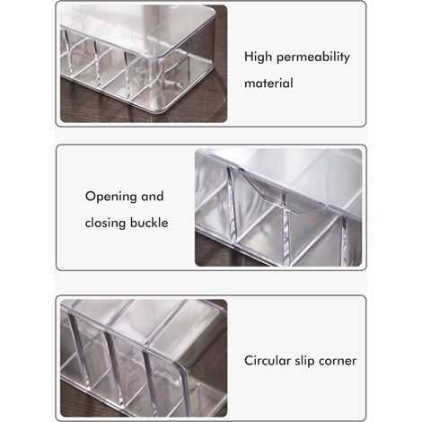 caja organizadora de cables, 8 compartimentos, plástico transparente, con 10 bridas para cables, para oficina en casa (1/5)