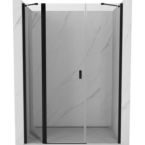 Mexen Mist puerta de ducha abatible 135 cm, transparente, negro - 8A4-135-001-70-00 (1/5)