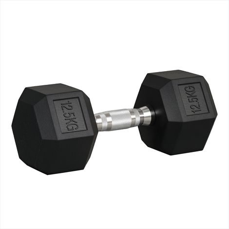 Haltères 12,5 kg haltère court hexagonale caoutchouc musculation (1/5)
