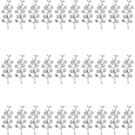 Baies Artificielles De Noel - 11 Cm - Pailletées - Pour Sapin Et Décoration Festive - Lot De 30 (1/5)