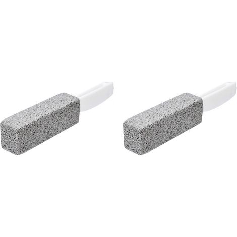 Lot de 2 brosses de nettoyage efficaces pour cuvette de toilettes en pierre ponce, avec manche incurvé en PP, pour carrelage et barbecues. (1/5)
