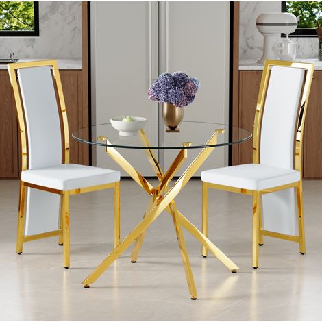 ensemble table chaises 88 cm verre trempé HAVRYA (1/5)
