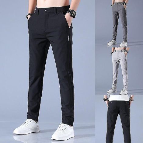Golfhose für Herren, schnelltrocknend, lang und bequem, mit Taschen – Größe 28 – Schwarz