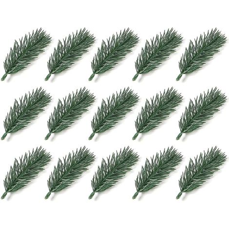 65PCS Branches de Pin Artificielles, 10CM Fausses Branches de Sapin, Branches de Sapin Artificielles, Aiguilles de Pin en Plastique, pour Guirlande, Couronne, Décoration de Jardin (Vert) (1/5)
