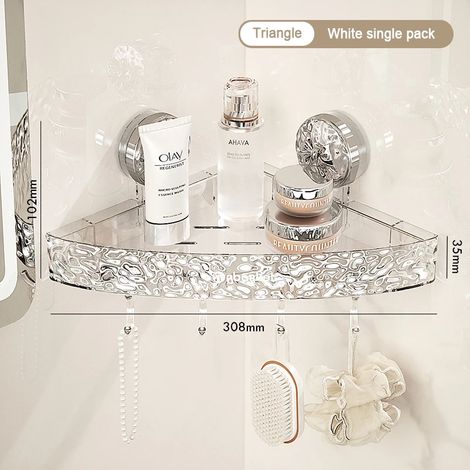 Étagère de rangement de salle de bain (transparente 2 m) - Fixation murale légère et luxueuse - Non perforée - Ventouses puissantes (1/5)