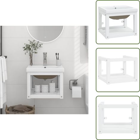 The Living Store Cadre de lavabo de salle de bain vasque à encastrer Blanc Fer - Vasque encastrée