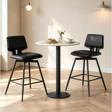 Taburete de bar giratorio con respaldo, lote de 2, negro HAVRYA (1/5)