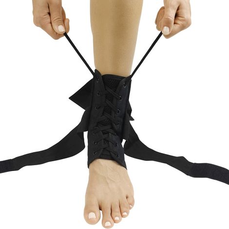 Lace Up Ankle Brace - Men, Women Foot Support Stabilizer Compression Sleeve - Sprained Adjustable Leg Splint - Sprain Rolled Immobilizer Wrap Guard for Running, Volleyball, Basketball (1/5)