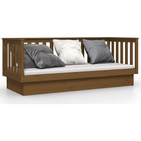 Maison Exclusive - Sofá cama de madera maciza de pino marrón miel (1/5)