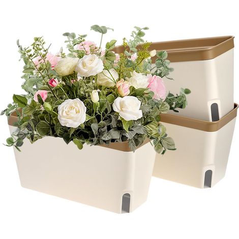 macetas con sistema de autorriego, macetas rectangulares de 27 cm con ventana para ver el nivel del agua, jardineras para hierbas, orquídeas y suculentas. (1/5)