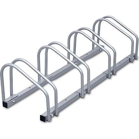 Support à vélos Karpal, fixation au sol et murale, support de stationnement multi-vélos, support autoportant, argent (pour 4 vélos) (1/5)