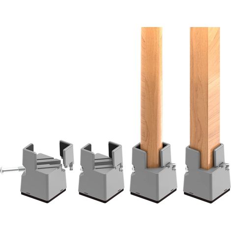 Rehausseurs de Meubles Réglables 5cm avec Pince à Vis, 2 Pouces Rehausseur Pieds de Lit, Table, Canapé, Bureau, Rehausseur Meuble Robuste pour Pieds de Chaise de 0,8 à 1,6 Pouces, Gris (1/5)
