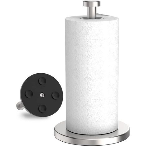 Porte-rouleau de cuisine sur pied, porte-rouleau de cuisine avec base à ventouse lestée, porte-rouleau de cuisine en acier inoxydable pour plan de travail, porte-rouleau de cuisine (1/5)