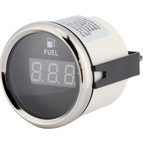 Jauge de carburant numérique 2 pouces 190 ohms avec affichage en pourcentage, adaptée aux yachts, bateaux et motos 12V/24V, cadran noir avec lunette argentée. (1/5)