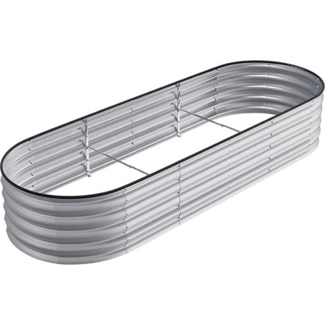 240x80x42 cm Garden Raised Bed Galvanised Steel  Galvanized Silver vidaXL (1/4)