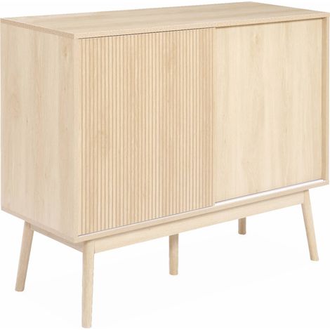 Buffet de rangement décor bois. 2 portes coulissantes. buffet haut. vaisselier. L 115 x l 39.5 x H 90cm - Linear (1/5)