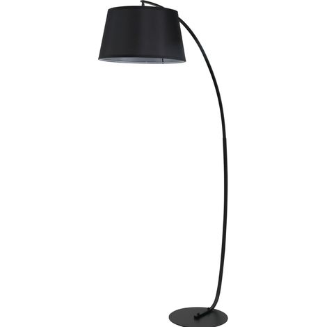 Lámpara de pie arco de metal negro con pantalla de tela, MODENUIT (1/5)