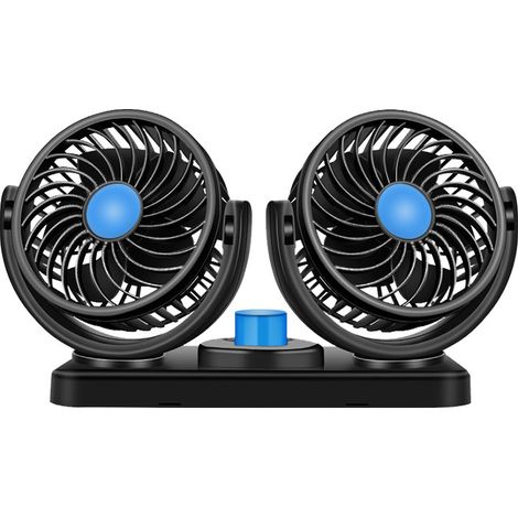 Ventilateur voiture 12V double tête, rotation 360°, refroidissement puissant allume-cigare, accessoire automobile été (1/5)