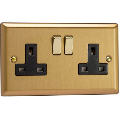 Varilight 2-Gang 13A Double Pole Switched Socket Black