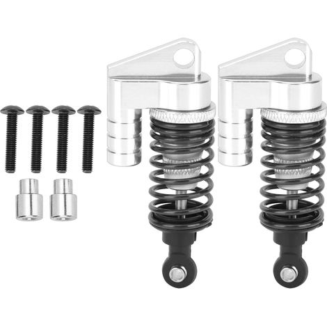 Amortisseur Métallique RC - Pour Voiture Télécommandée 1/10 - Compatible Lotra Traxxas Tamiya Axial - Argent - 2 Pièces (1/5)