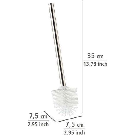 Brosse WC de rechange silicone avec manche acier inox, Brosse WC silicone blanc, acier inox - silicone, Ø 7,5x35 cm, chromé - blanc (1/2)