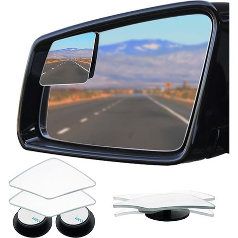 Ampper Rétroviseur d'angle mort en forme de losange, verre HD sans cadre, convexe et grand angle, rétroviseur d'angle mort pour voiture, SUV et camion (Lot de 2) (1/5)