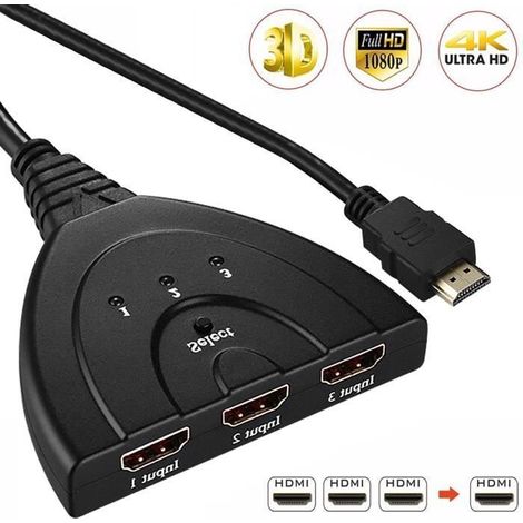 Adaptateur tout nouveau 3 ports HDMI Splitter 1080P - 4K HD TV Cable 3 IN 1 Out New -style 136 (1/4)