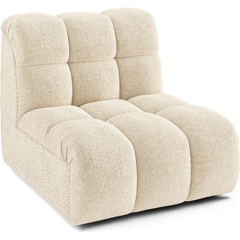 Fauteuil pivotant modulable en tissu bouclette beige SEVEN (1/5)