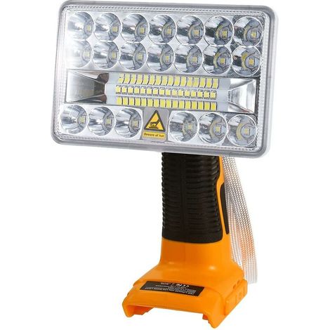 Lampe de travail à Led 2000lm pour Dewalt 14.4-20v Lithium-ion Battery Dcb205, Lampe de poche sans fil 18w pour l'extérieur, lampe de chantier à main avec 5v 2.1a U, (1/5)