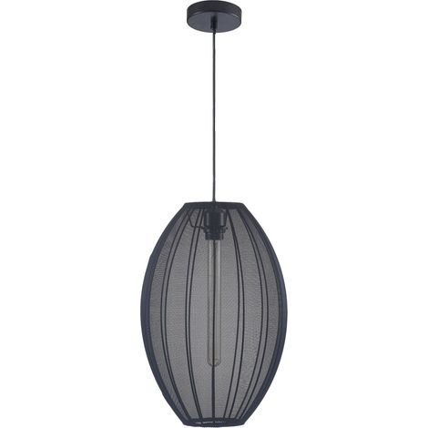 Suspension abat-jour tissu noir Ø30 E27 Karei Polux (1/2)