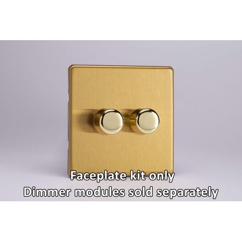 Varilight 2-Gang Matrix Rotary Dimmers - Brushed Brass Finish