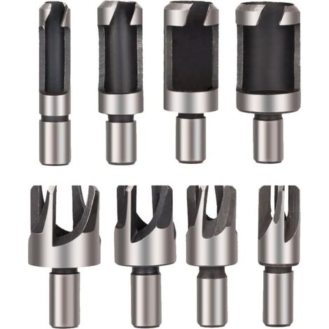Lntyq 8 Pièces Fraise Bois Cheville Bois à Bouchonner Bois Mèche à Bouchon Bois Foret à Faire Cheville Outil de Coupe pour Faire Une Bois Bouchon Cheville Tourillon Goujon Tenon Dowel