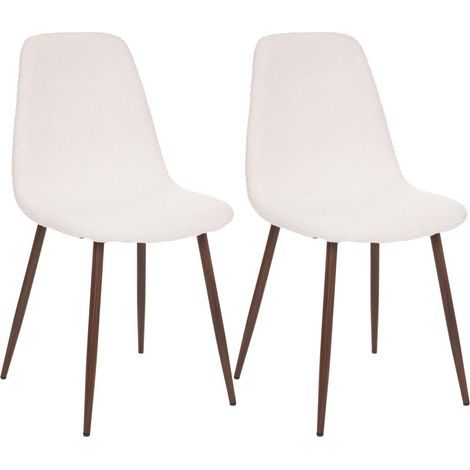 Lot de 2 chaises lignes contemporaines "Marylin" pieds métal effet bois Atmosphera - - (1/5)