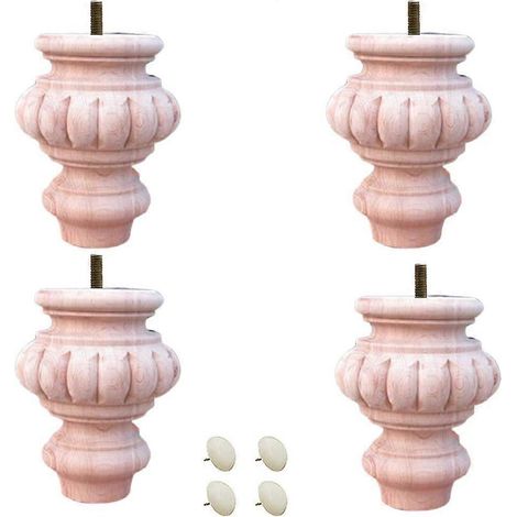4er-Set Massivholz-Möbelbeine, unbehandelte Kugelfüße, runde Holzfüße für Sofa, Bett, Schrank, Bank, Stuhl, Hocker, Tisch, Fernseher – Transparent