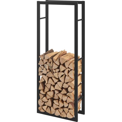 Kaminholzregal Kasan 50x150x25 cm Stahl Schwarz en.casa