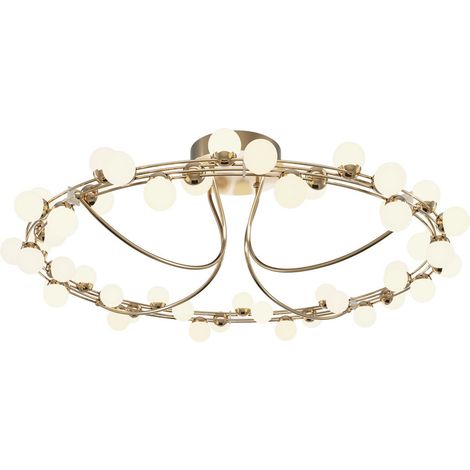 Maytoni Tessara Plafonnier semi-encastré LED moderne intégré de 80 cm, doré, 3 000 K, 5 600 lm, abat-jour blanc