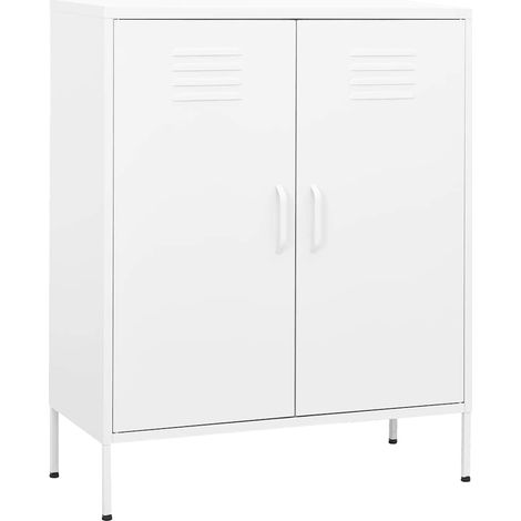 336170 vidaXL Storage Cabinet White 80x35x101,5 cm Steel (1/5)
