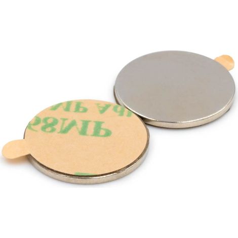 Neodym-Magnet, Zylinder, 15 x 1 mm, 3M-Kleber, selbstklebend, rund, Hunter