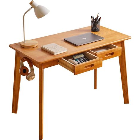 Holz Schreibtisch mit Schublade und Hängestange 100x50x75cm Kirschholzfarbe (1/5)