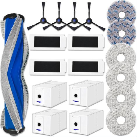 Accessoires Kit pour Ecovacs Deebot T30 Pro Omni /T30 Omni,1 Brosse à Rouleau, 6 Lingettes, 4 Filtres, 4 Brosses Latérales, 4 Sacs Pièces de Rechange (1/5)