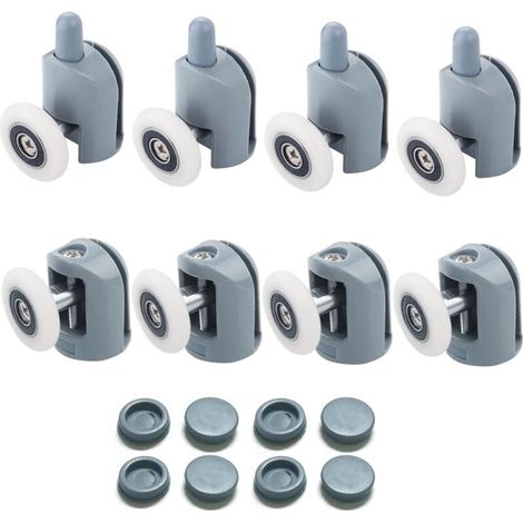 Roulette Porte Coulissante Douche 8 Pièces Roulettes pour Porte de Douche 23mm Douche pour Salle de Bain, 4 Supérieures et 4 Inférieures NPTERBL