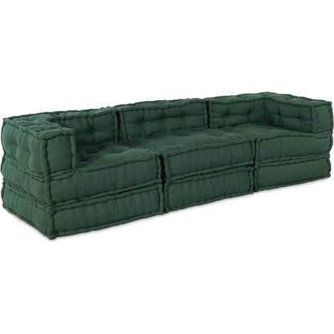 Unidad de Sofá Modular 3 pcs Verde Tela