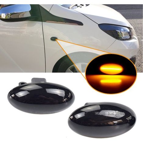 Dynamische LED-Blinker (getönt) – Maßgefertigt für Toyota Aygo / Citroën C1 / C2 / C3 / C4 / C5 / C6 / Peugeot 107 / 108 / 1007 – Plug & Play Seitenblinker – Set mit 2 Blinkern und LED-Streifen – Wass (1/5)