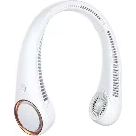Ventilateur de cou portable sans pales, rechargeable par USB, blanc, 4000 mAh, té transfrontalière. (1/5)