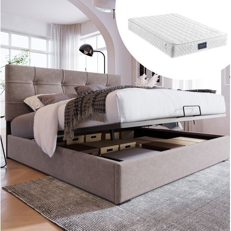 Letto matrimoniale contenitore 140x200 con materasso OKMYHOME (1/5)