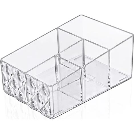 Organizer porta trucchi e cosmetici in plastica trasparente con 4 scomparti